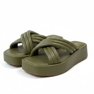 Dee Ocleppo Sicily Platform Slide Sandal Platform Chunky Green Puffy Sz 6
